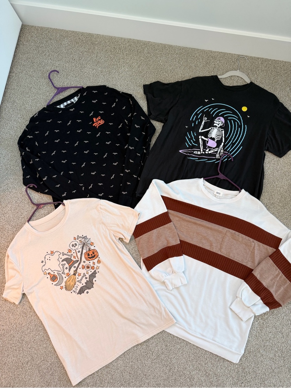 Md and Lg Halloween Graphic Tee Pack with BKE Striped Sweater